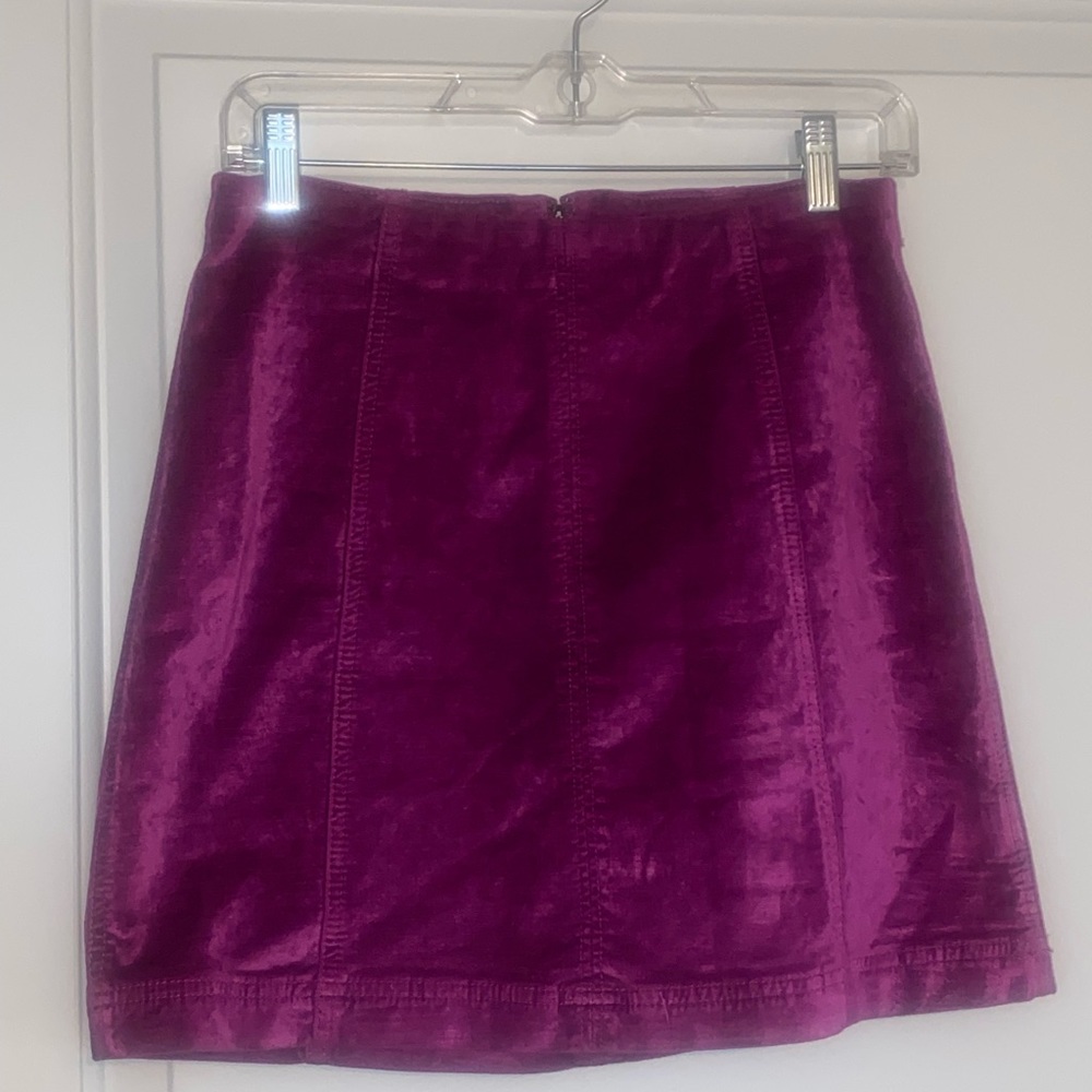Free People crushed velvet magenta mini skirt